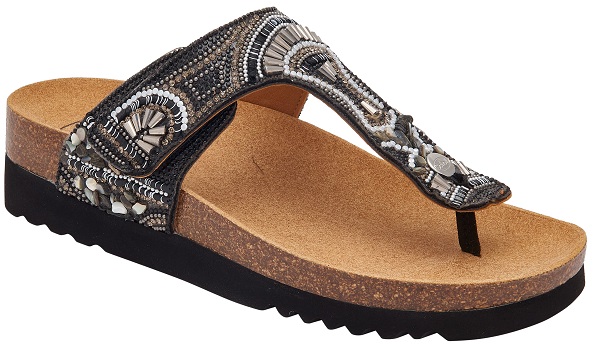 CALZATURA LISBOA FLIP-FLOP MICROFIBRE+BEADS W BLACK 36 - dottorbianchi.it