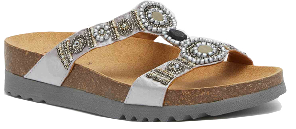 CALZATURA NEW BOGOTA' WEDGE SATIN+BEADS W SILVER/PEWTER 41 - dottorbianchi.it