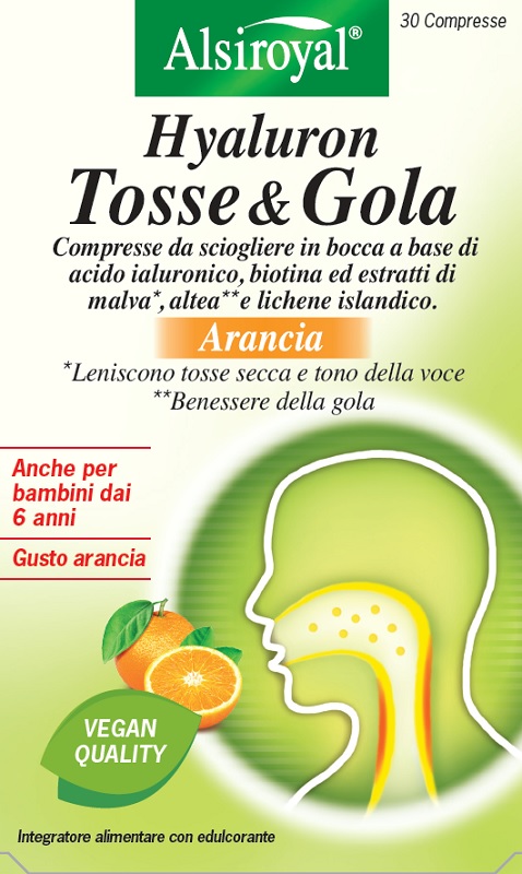 HYALURON TOSSE & GOLA ARANCIA 30 COMPRESSE MASTICABILI - dottorbianchi.it