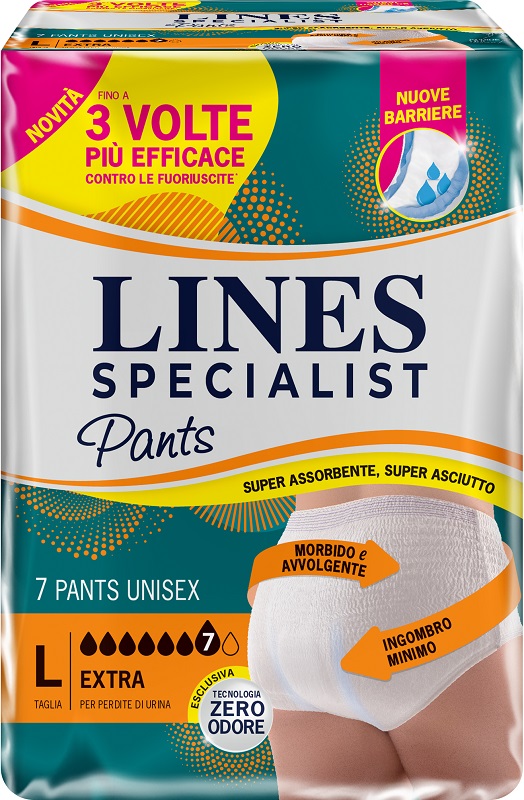 PANNOLONE PER INCONTINENZA LINES SPECIALIST PANTS EXTRA UNISEX L 7 PEZZI - dottorbianchi.it