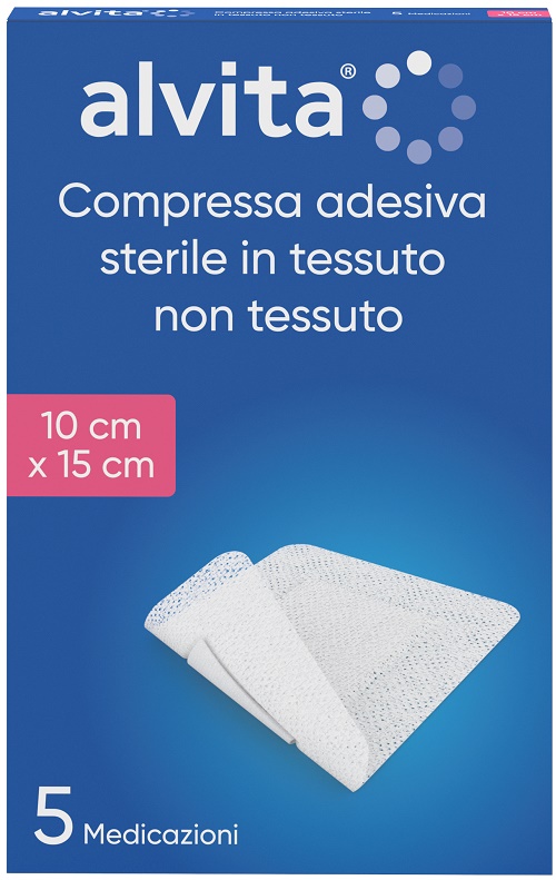 GARZA COMPRESSA ADESIVA ALVITA TNT 10X15CM 5 PEZZI - dottorbianchi.it