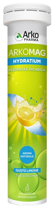ARKOMAG HYDRATIUM REIDRATA E RICARICA LIMONE 24 COMPRESSE EFFERVESCENTI SENZA ZUCCHERI CON EDULCORANTE - dottorbianchi.it