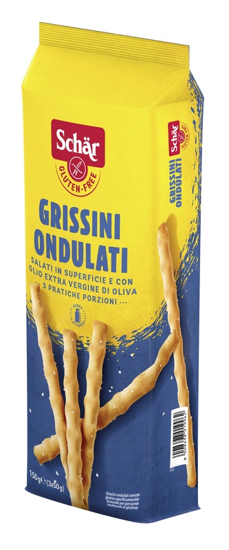 SCHAR GRISSINI ONDULATI SALATI IN SUPERFICIE 3 PORZIONI DA 50 G - dottorbianchi.it