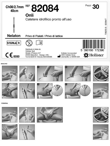 CATETERE IDROFILICO INTERMITTENTE ONLI PRONTO ALL USO 40 CM CH 8 30 PEZZI - dottorbianchi.it