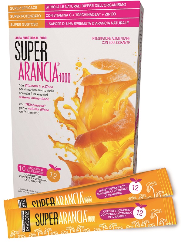 SUPER ARANCIA 1000 10 STICK PACK MONODOSE DA 3,7G INTEGRATORE ALIMENTARE CON EDULCORANTE - dottorbianchi.it