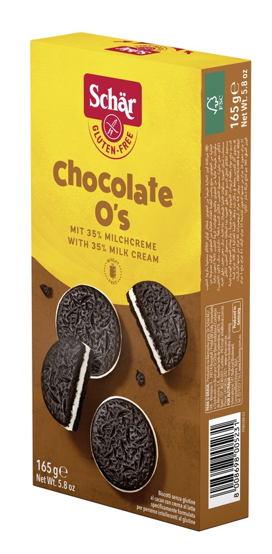 SCHAR CHOCOLATE O'S BISCOTTI AL CACAO CON CREMA AL LATTE 165 G - dottorbianchi.it