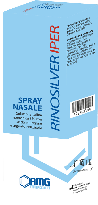 RINOSILVER SOLUZIONE SALINA IPERTONICA 3% CON ACIDO IALURONICO E ARGENTO COLLOIDALE SPRAY NASALE 20 ML - dottorbianchi.it
