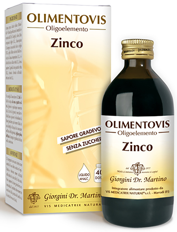 OLIMENTOVIS OLIGOELEMENTO ZINCO LIQUIDO ANALCOLICO SENZA ZUCCHERI 200 ML 40 DOSI - dottorbianchi.it