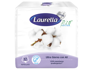 ASSORBENTE LAURELLA IN COTONE ULTRA GIORNO CON ALI 12 PEZZI - dottorbianchi.it