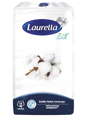 ASSORBENTE LAURELLA IN COTONE SOTTILE NOTTE DISTESO 14 PEZZI - dottorbianchi.it