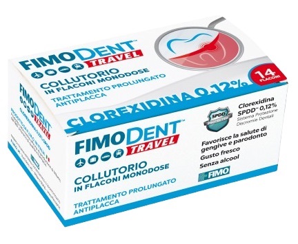 FIMODENT TRAVEL COLLUTORIO CLOREXIDINA SPDD 0,12% 14 FLACONCINI MONODOSE 10 ML - dottorbianchi.it
