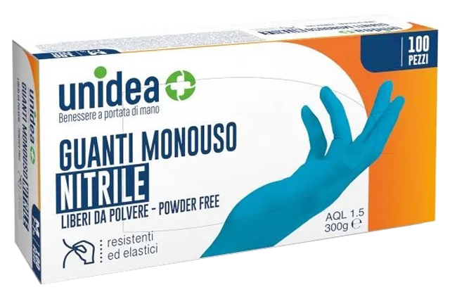GUANTI IN NITRILE SENZA POLVERE UNIDEA MISURA LARGE 100 PEZZI - dottorbianchi.it