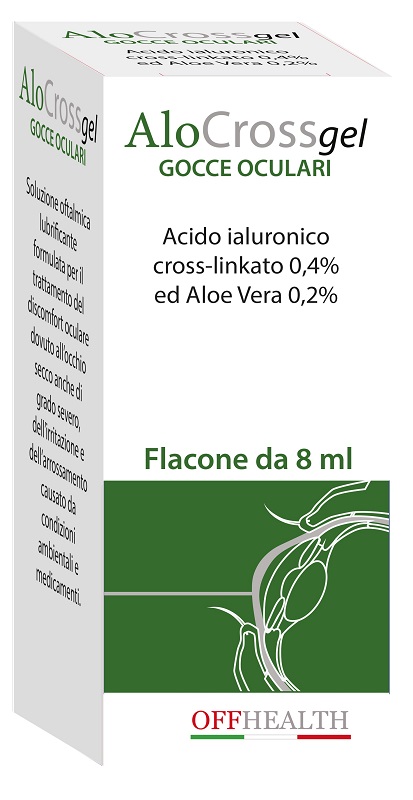 SOLUZIONE OFTALMICA LUBRIFICANTE ALOCROSS ACIDO IALURONICO SALE SODICO CROSS LINKATO 0,20% ED ALOE VERA 1 FLACONE 8 ML - dottorbianchi.it