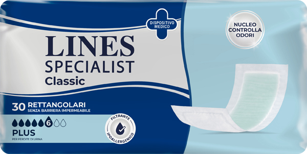 PANNOLONE RETTANGOLARE LINES SPECIALIST CLASSIC SENZA BARRIERA 30 PEZZI - dottorbianchi.it