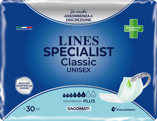 PANNOLONE SAGOMATO LINES SPECIALIST CLASSIC PLUS 30 PEZZI - dottorbianchi.it