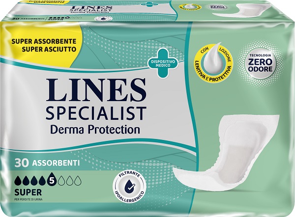 PANNOLONE LINES SPECIALIST CLASSIC SAGOMATO SOTTILE SUPER 30 PEZZI - dottorbianchi.it