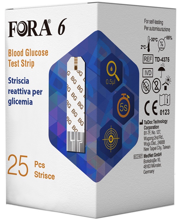 STRISCE MISURAZIONE GLICEMIA FORA 6 CONNECT BOX DA 25 PEZZI - dottorbianchi.it