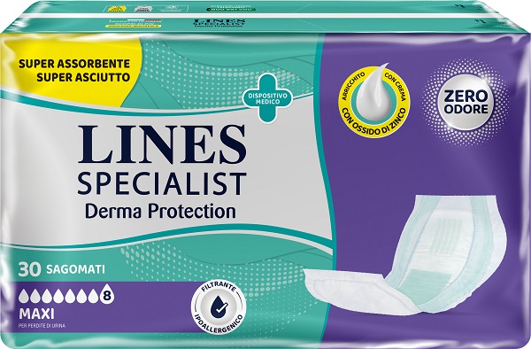 LINES SPECIALIST DERM PANNOLONE SAGOMATO MAXI 30 PEZZI - dottorbianchi.it