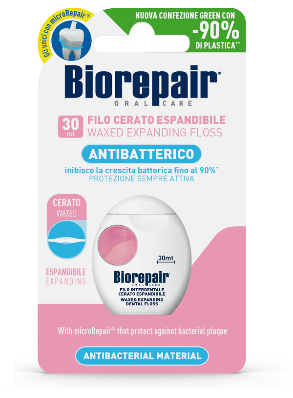 BIOREPAIR ORAL CARE ANTIBATTERICO FILO CERATO ESPANDIBILE GENGIVE DELICATE 25+5 METRI - dottorbianchi.it