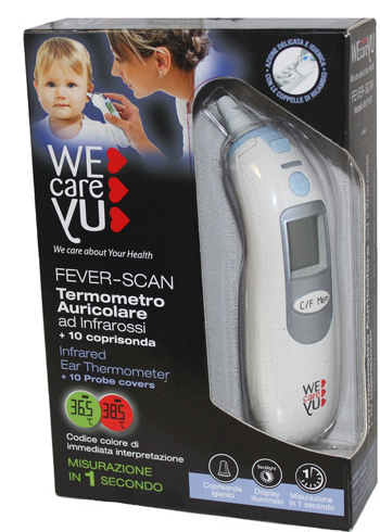 TERMOMETRO AURICOLARE WECAREYU FEVER-SCAN AD INFRAROSSI CON 10 COPRISONDA - dottorbianchi.it