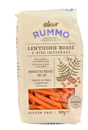 RUMMO PENNETTE RIGATE N 70 LENTICCHIE ROSSE E RISO INTEGRALE 300 G - dottorbianchi.it