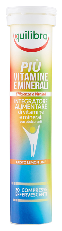 PIU' VITAMINE E MINERALI GUSTO LEMON LIME 20 COMPRESSE EFFERFESCENTI - dottorbianchi.it