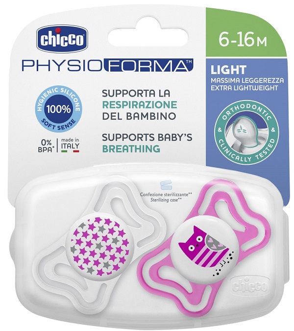 CHICCO SUCCHIETTO LIGHT GIRL SILICONE 6-16 MESI 2 PEZZI - dottorbianchi.it