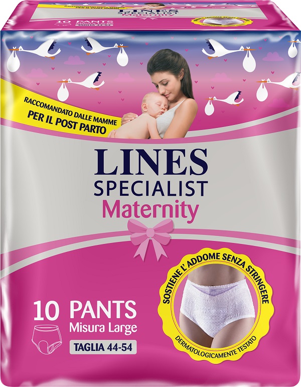 LINES SPECIALIST MATERNITY MUTANDINA ASSORBENTE PER PERDITE POST PARTO MISURA LARGE 10 PEZZI - dottorbianchi.it
