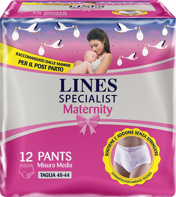 LINES SPECIALIST MATERNITY MUTANDINA ASSORBENTE PER PERDITE POST PARTO MISURA MEDIUM 12 PEZZI - dottorbianchi.it