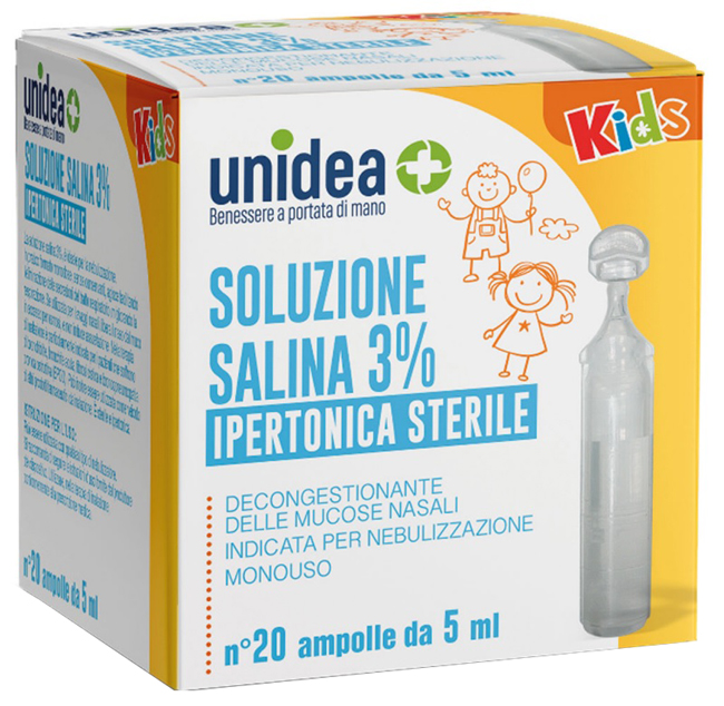 UNIDEA SOLUZIONE SALINA IPERTONICA 3% 20 AMPOLLE 5 ML - dottorbianchi.it