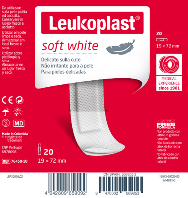 LEUKOPLAST SOFT WHITE 72 X 19 CM 20 PEZZI - dottorbianchi.it