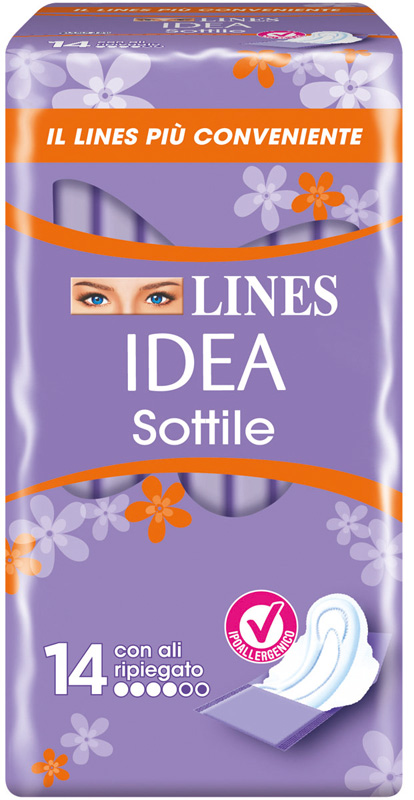 LINES IDEA ASSORBENTE SOTTILE RIPIEGATO CON ALI 14 PEZZI - dottorbianchi.it