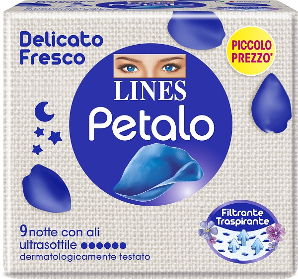 LINES PETALO BLU ASSORBENTE NOTTE 9 PEZZI - dottorbianchi.it