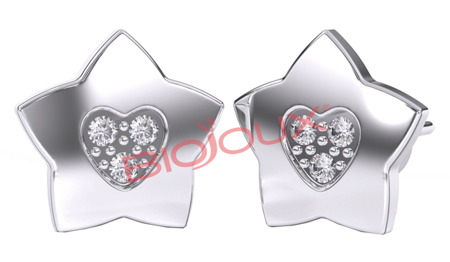 ORECCHINO STERILE BJT716 STS STAR/HEART - dottorbianchi.it