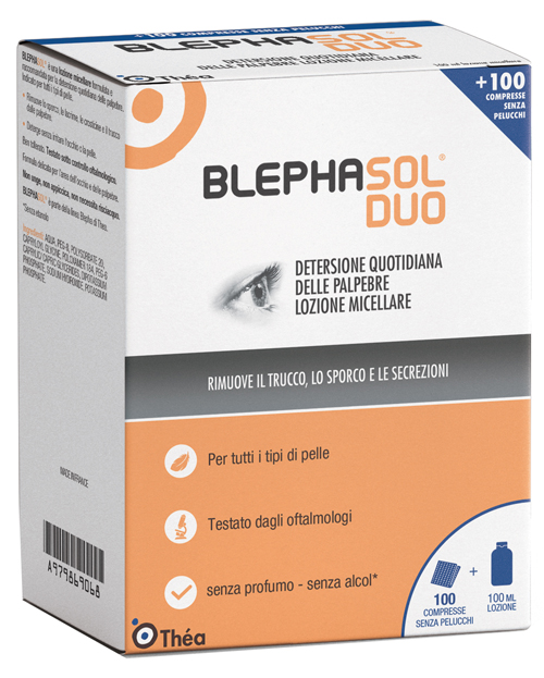 BLEPHASOL DUO SOLUZIONE MICELLARE IGIENE PALPEBRALE 100 ML + 100 GARZE - dottorbianchi.it