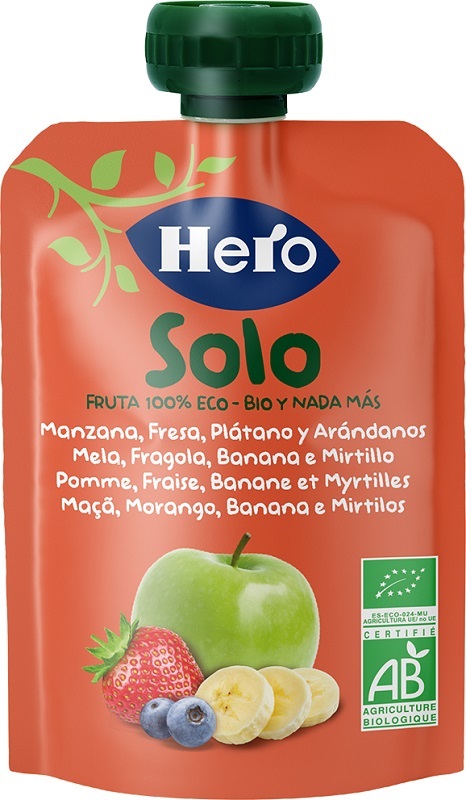HERO SOLO FRUTTA FRULLATA 100% BIO MELA BANANA FRAGOLA 100 G - dottorbianchi.it