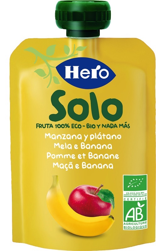 HERO SOLO FRUTTA FRULLATA 100% BIO MELA/BANANA 100 G - dottorbianchi.it