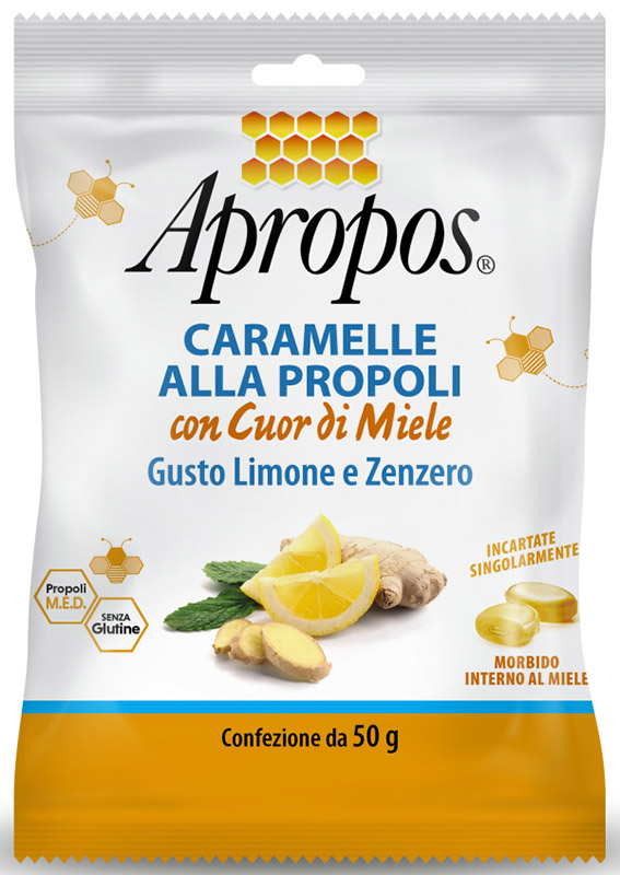 APROPOS CARAMELLE DURE LIMONE/ZENZERO CUOR DI MIELE 50 G - dottorbianchi.it