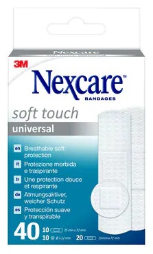 CEROTTO PREPARATO 3M NEXCARE SOFT TOUCH UNIVERSAL 3 MISURE 20 CEROTTI 19X72MM + 10 CEROTTI 25X72MM + 10 CEROTTI TONDI 22,5MM - dottorbianchi.it