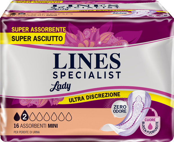 PANNOLONE SAGOMATO LINES SPECIALIST MINI 16 PEZZI - dottorbianchi.it