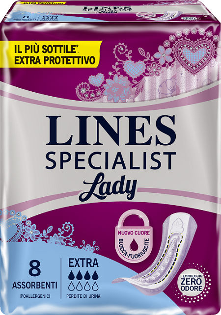ASSORBENTI LINES SPECIALIST LADY EXTRA IPOALLERGENICI 8 PEZZI - dottorbianchi.it