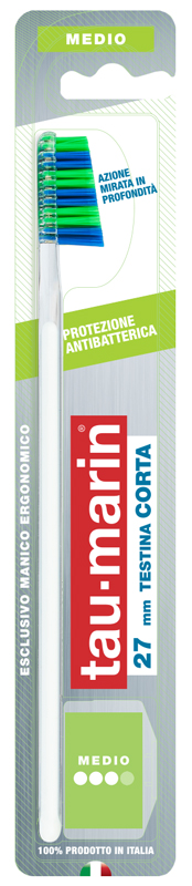 TAUMARIN PROFESSIONAL SPAZZOLINO 27 MEDIO TESTINA CORTA PROTEZIONE ANTIBATTERICA - dottorbianchi.it