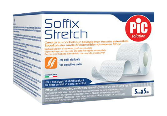 CEROTTO IN ROTOLO PIC SOFFIX STRETCH TESSUTO NON TESSUTO ESTENDIBILE 5X500 CM 1 PEZZO - dottorbianchi.it