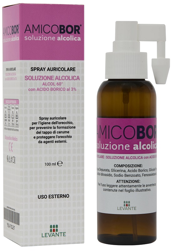 SOLUZIONE ALCOLICA PER IRRIGAZIONE DELL'ORECCHIO AMICOBOR 100 ML - dottorbianchi.it