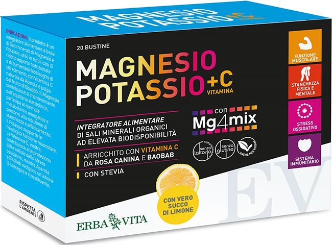 MAGNESIO POTASSIO +C VITAMINA GUSTO LIMONE 20 BUSTINE DA 3,8 G - dottorbianchi.it