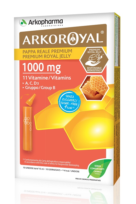ARKOROYAL PAPPA REALE 1000 MG + VITAMINE SENZA ZUCCHERO 10 FIALE - dottorbianchi.it