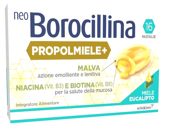 NEOBOROCILLINA PROPOLMIELE+ MIELE/EUCALIPTO 16 PASTIGLIE - dottorbianchi.it
