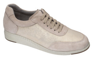 JANET SNEAKER GLITTERED SUEDE+SUEDE W PLATINO 38 - dottorbianchi.it