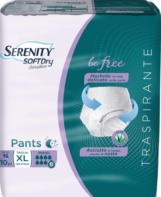 SERENITY PANTS SD SENSITIVE BE FREE MAXI XL 10 PEZZI - dottorbianchi.it
