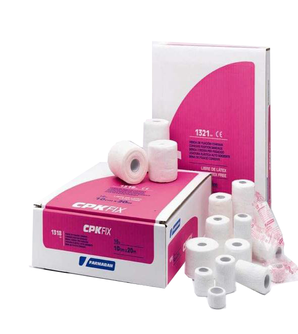FARMABAN CPK FIX LATEX FREE 10CM X 20M BENDA ELASTICA COESIVA DI FISSAZIONE LATEX FREE DISPENSER BOX 16 PEZZI - dottorbianchi.it